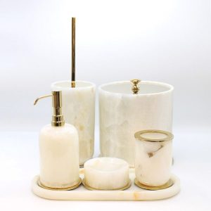 ست سرویس بهداشتی سنگی (6 تیکه با رگه‌های طبیعی) کد - 728