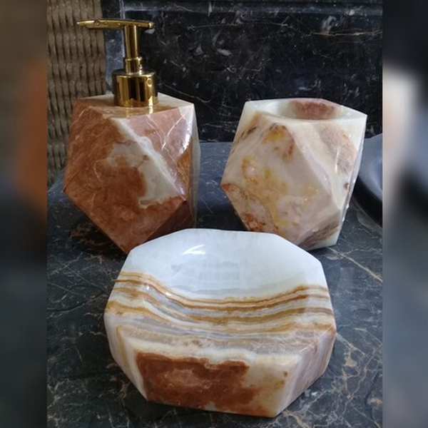 ست سرویس بهداشتی سنگی طرح فانتزی سه تکه